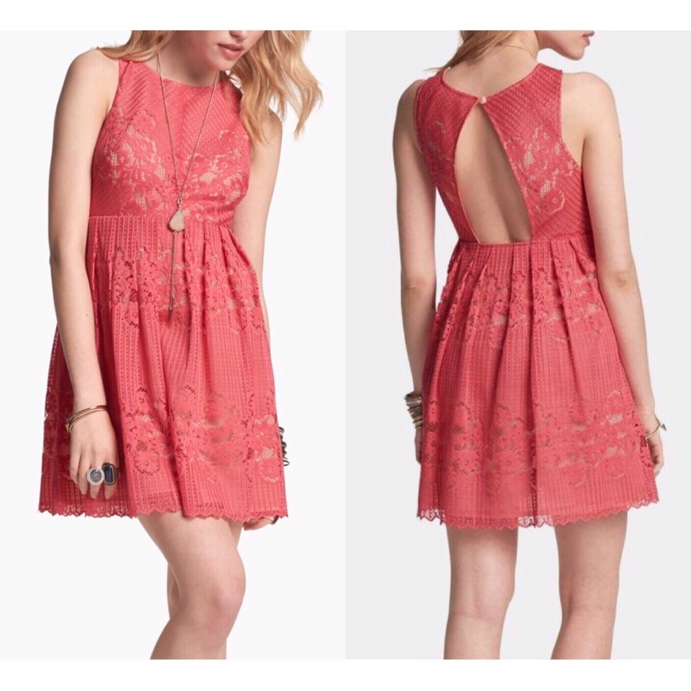 Free People Open Back Lace Dress Sz 4 EUC